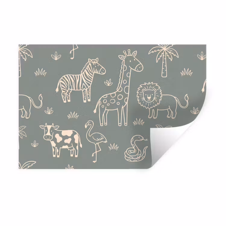 Wall Sticker - Animals - Safari - Pattern - Illustration - Green — 1