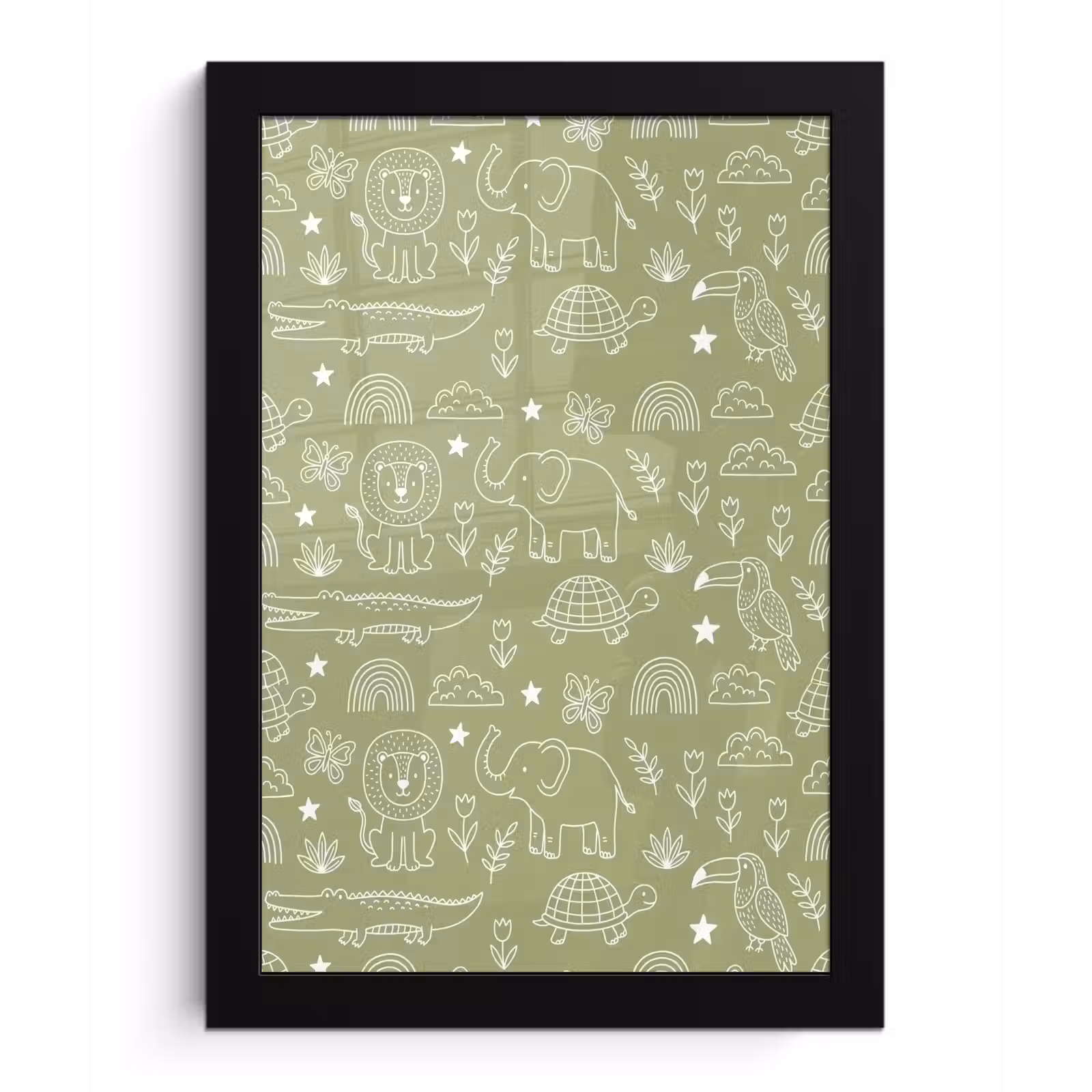 Framed Prints - Animals - Pattern - Illustration - Nature - Green — 1