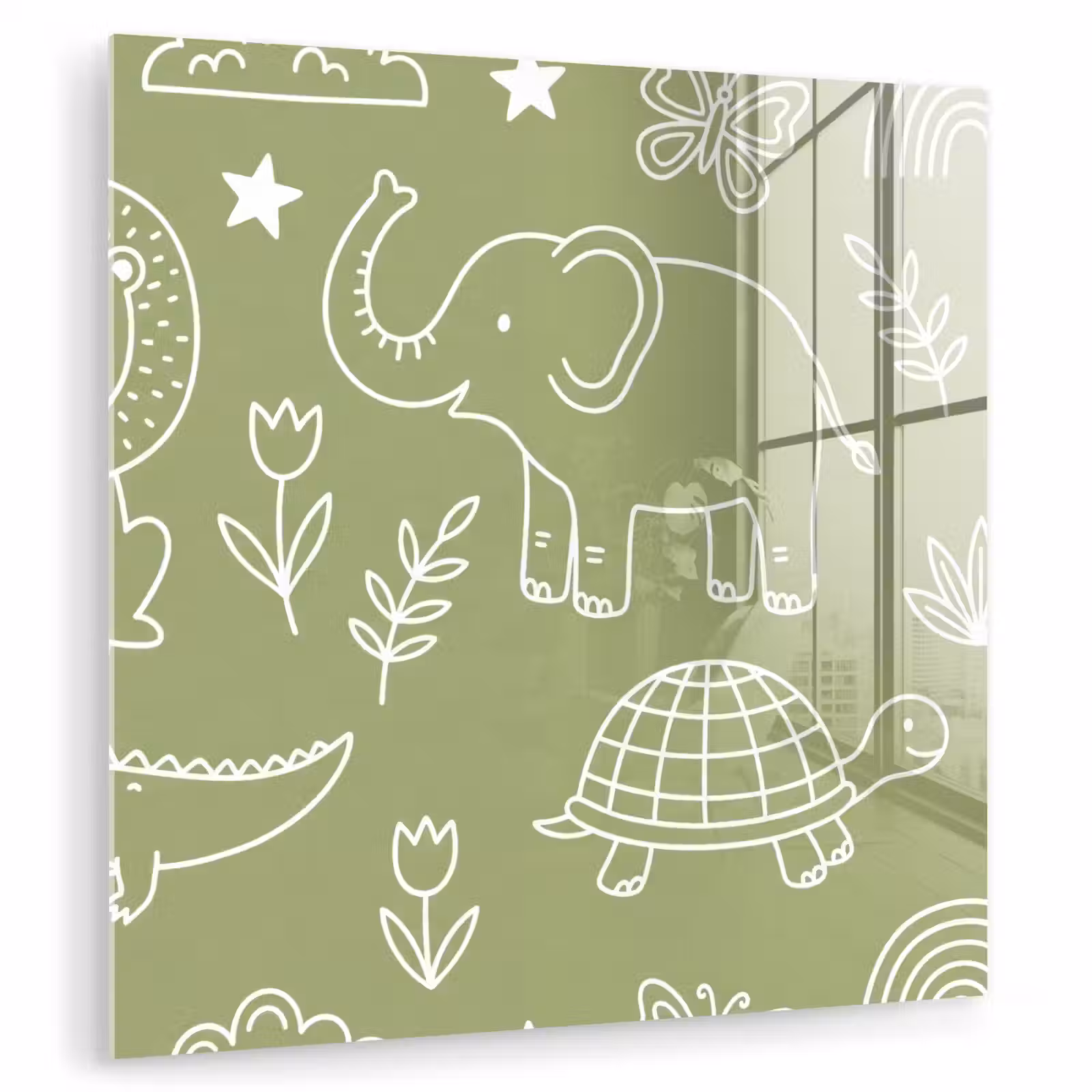 Glass Print - Animals - Pattern - Illustration - Nature - Green — 1
