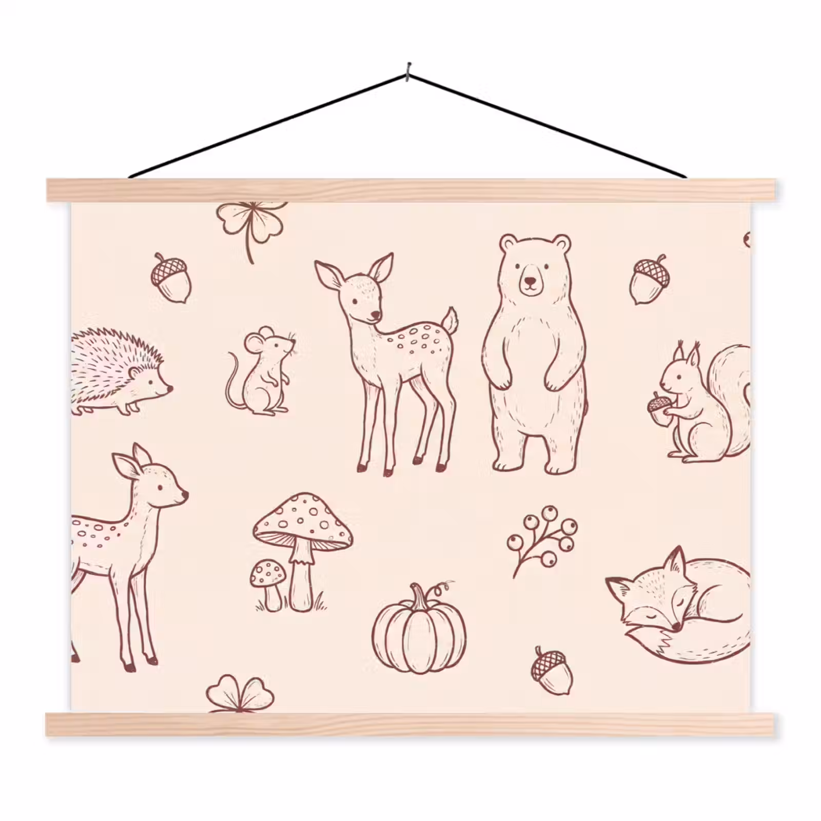 Hanging Poster - Animals - Forest - Nature - Sketch - Pattern — 1
