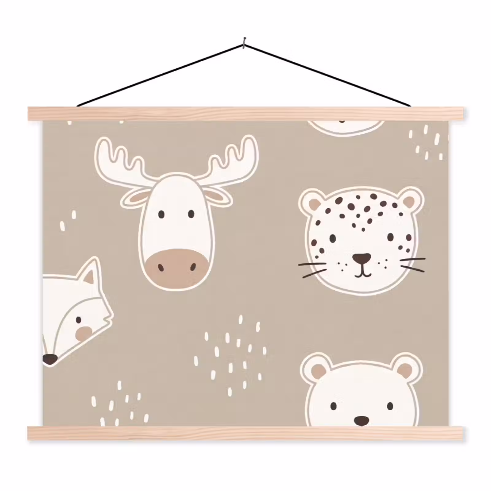 Hanging Poster - Animals - Pattern - Illustration - Modern - Beige — 1