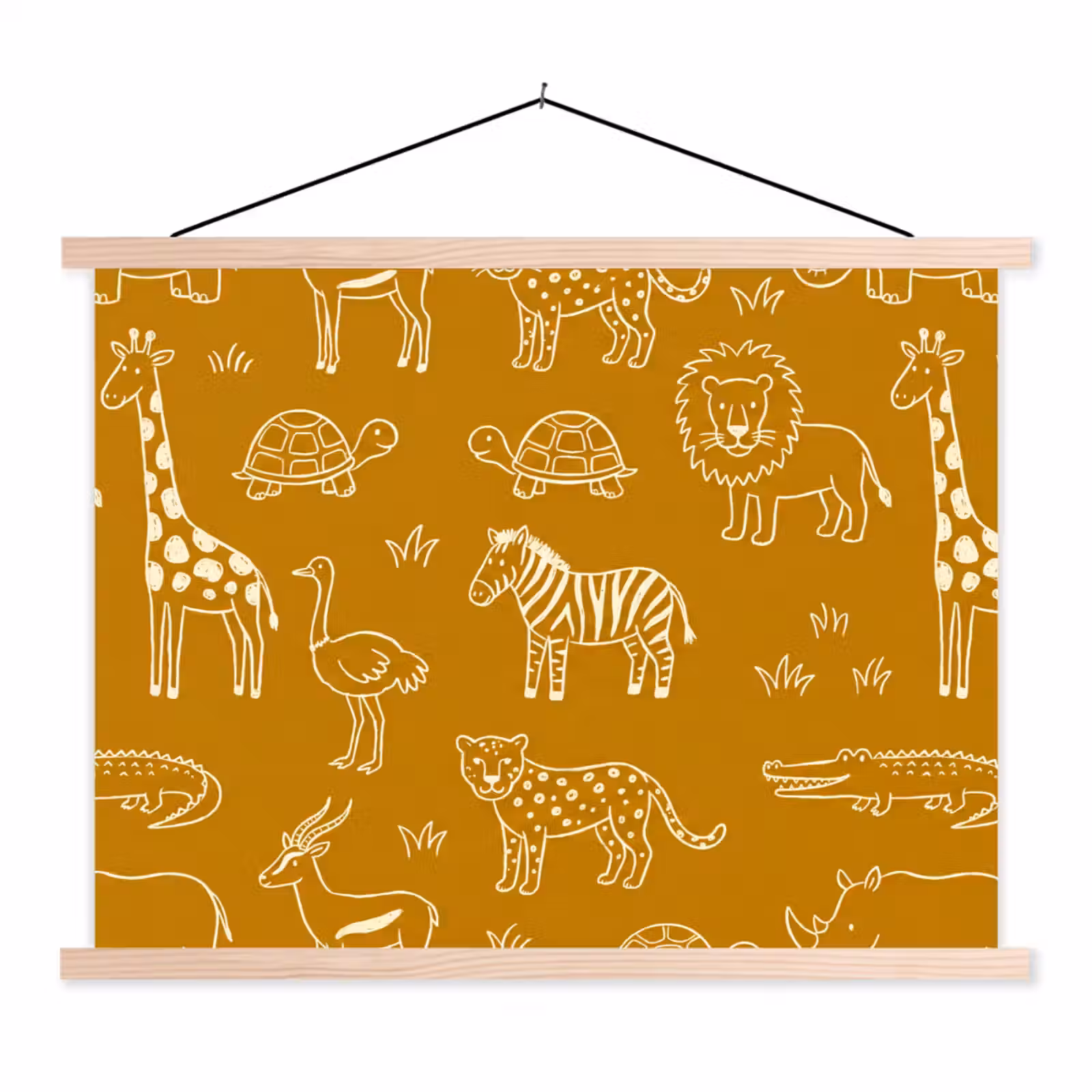 Hanging Poster - Animals - Safari - Pattern - Childlike - Ochre — 1