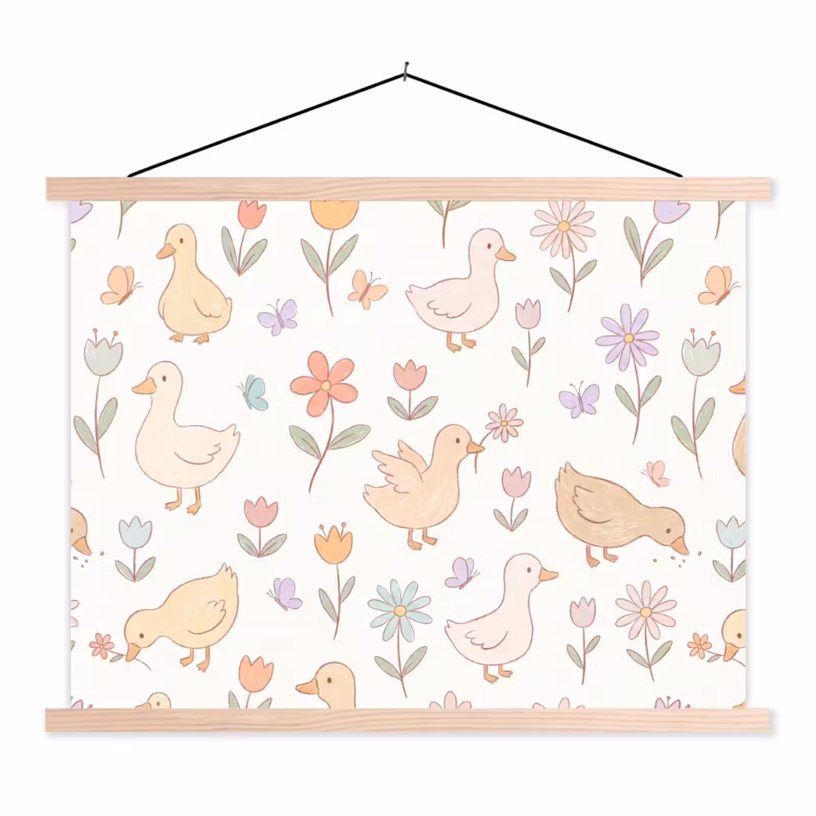 Hanging Poster - Birds - Flowers - Patterns - Pastel - Animals — 1