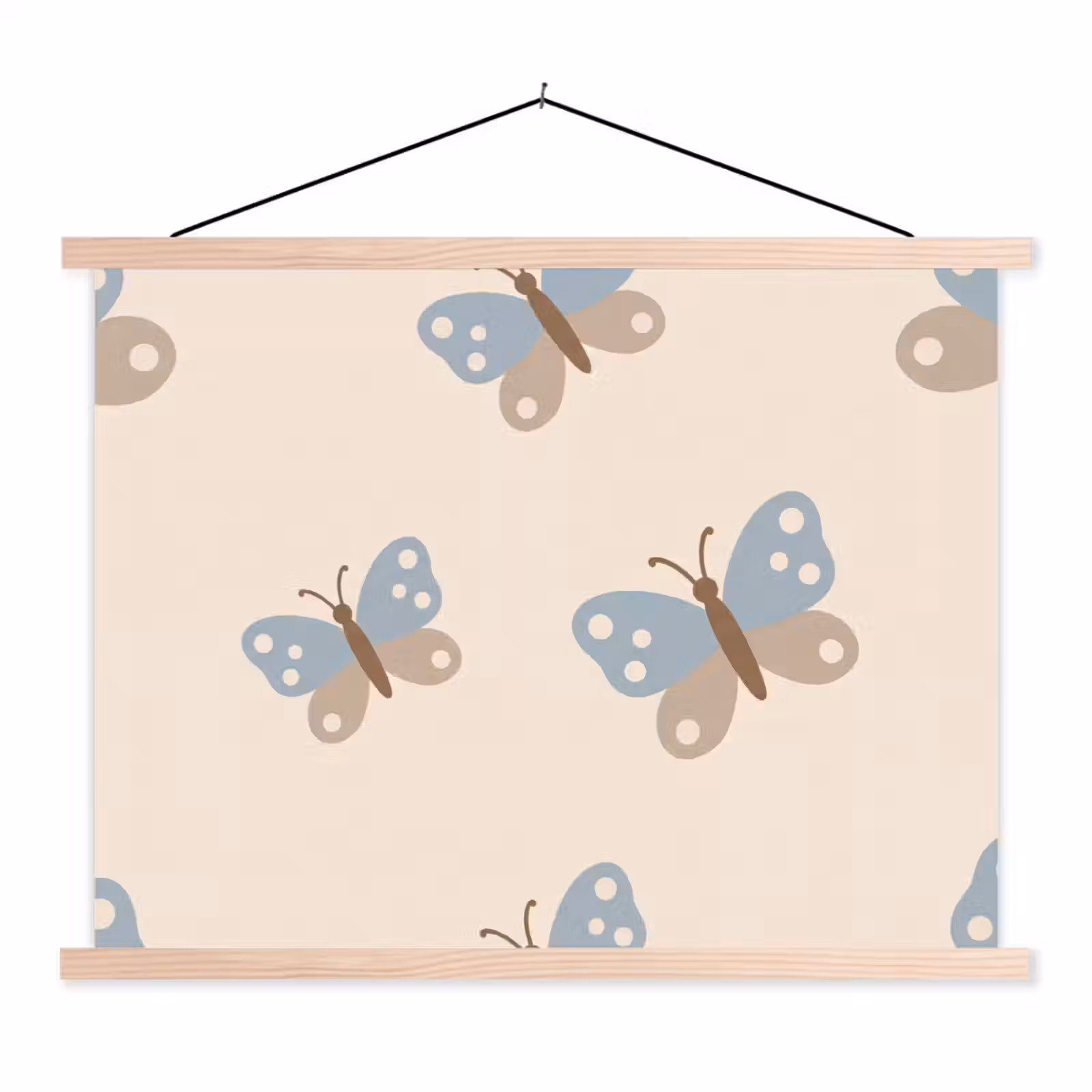 Hanging Poster - Insect - Butterfly Pattern - Abstract - Blue - Beige — 1