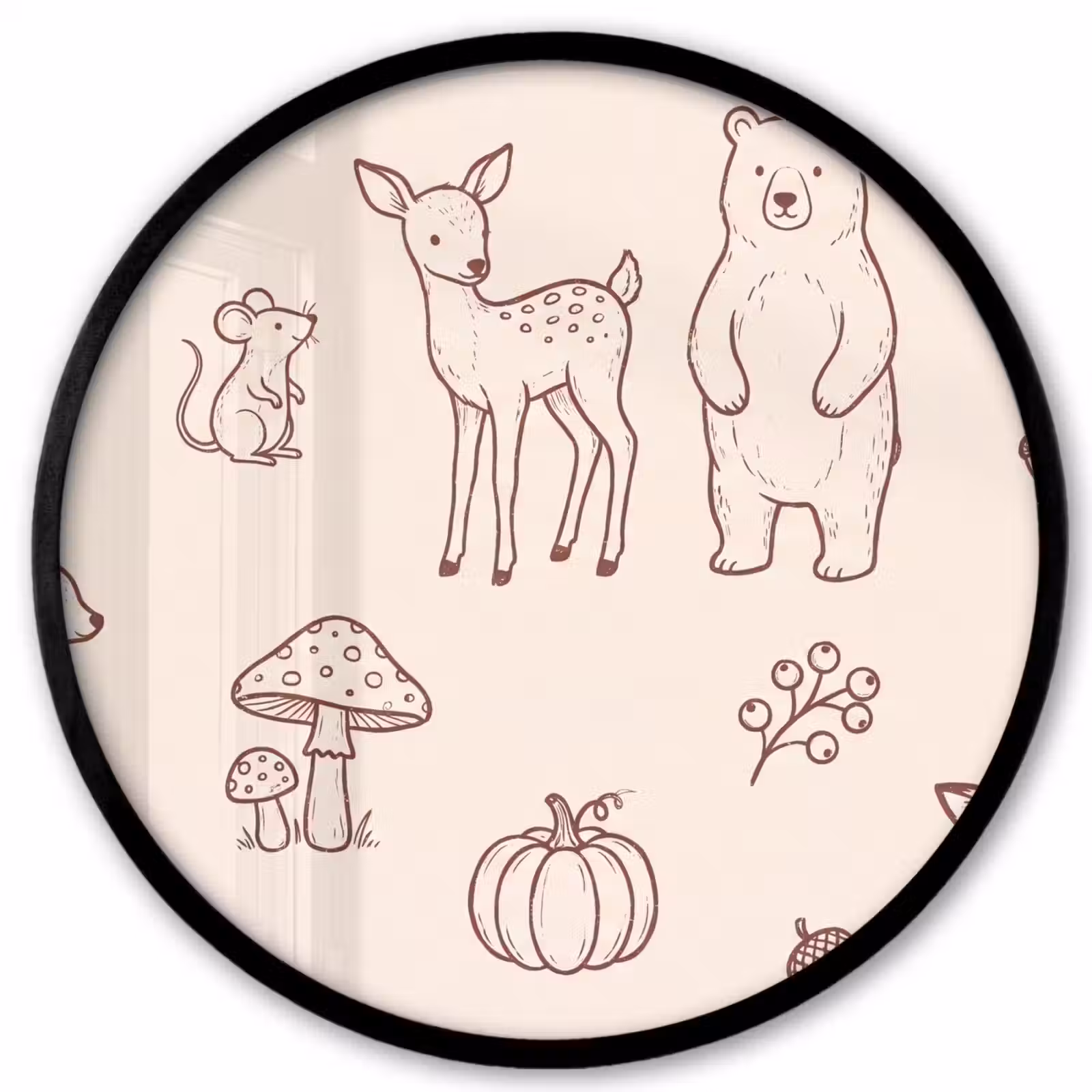 Photo Frame Round - Animals - Forest - Nature - Sketch - Pattern — 1