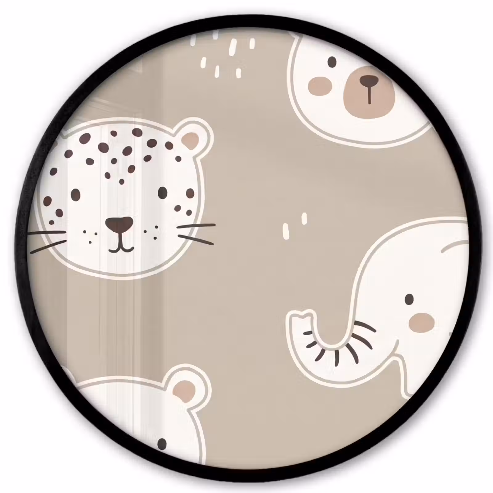 Photo Frame Round - Animals - Pattern - Illustration - Modern - Beige — 1
