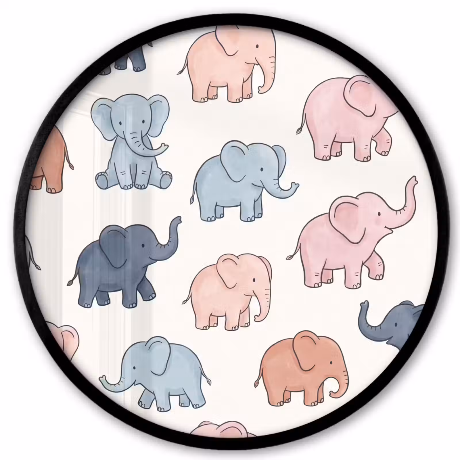 Photo Frame Round - Animals - Pattern - Kids' Room - Pastel - Playful — 1