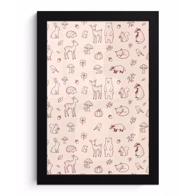 Framed Prints - Animals - Forest - Nature - Sketch - Pattern — 1