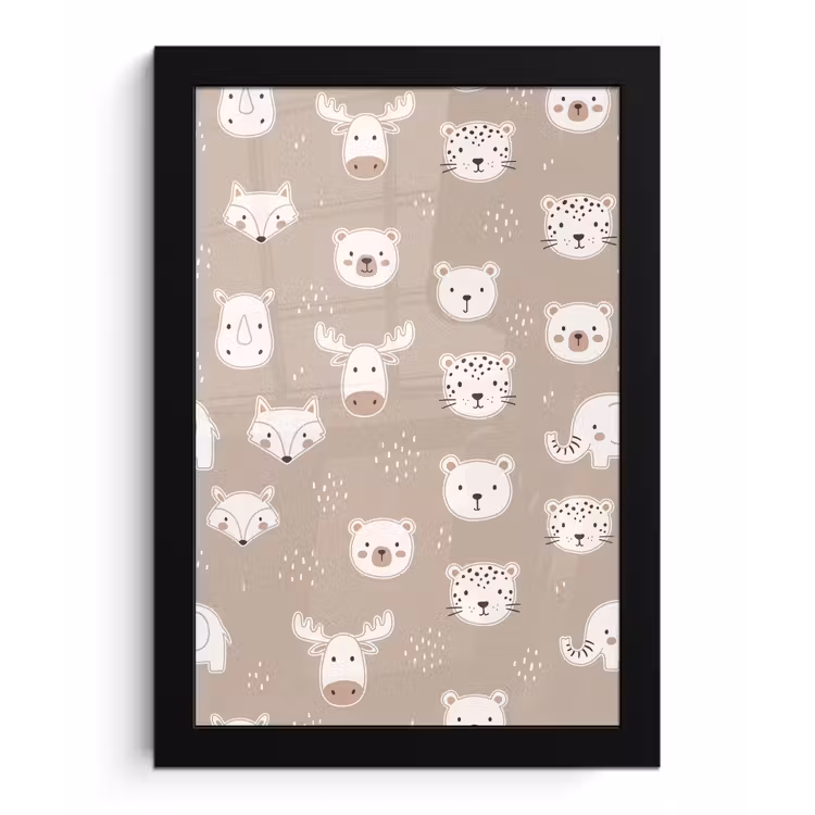 Framed Prints - Animals - Pattern - Illustration - Modern - Beige — 1