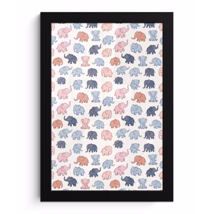 Framed Prints - Animals - Pattern - Kids' Room - Pastel - Playful — 1