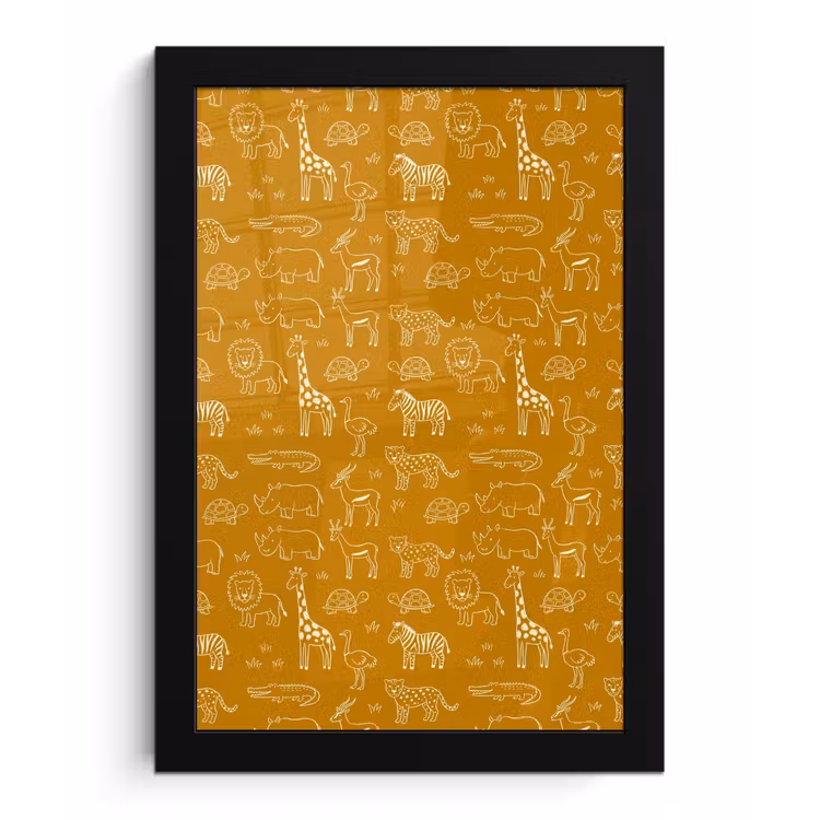 Framed Prints - Animals - Safari - Pattern - Childlike - Ochre — 1