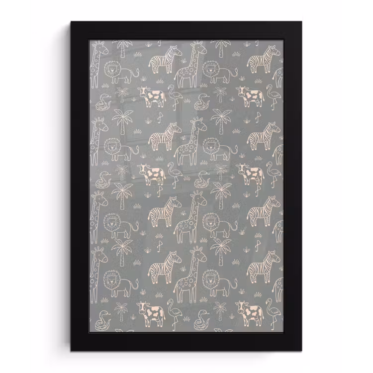 Framed Prints - Animals - Safari - Pattern - Illustration - Green — 1