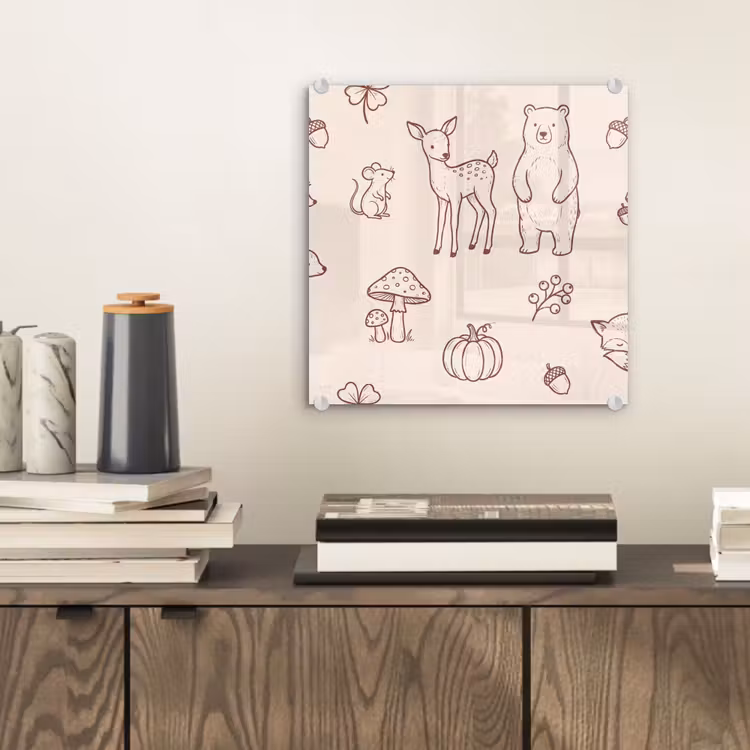 Glass Print - Animals - Forest - Nature - Sketch - Pattern — 2