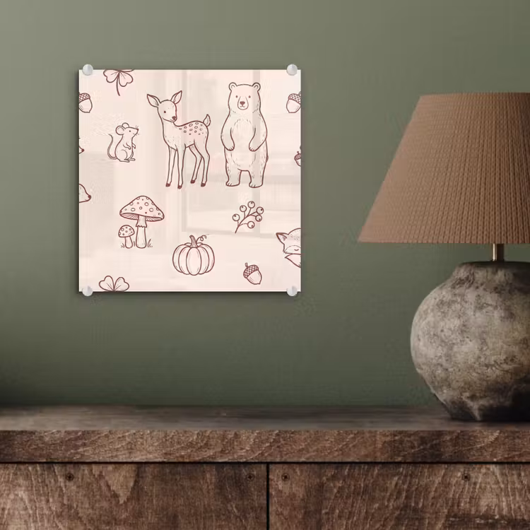 Glass Print - Animals - Forest - Nature - Sketch - Pattern — 4