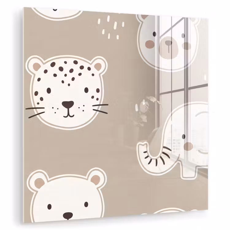 Glass Print - Animals - Pattern - Illustration - Modern - Beige — 1