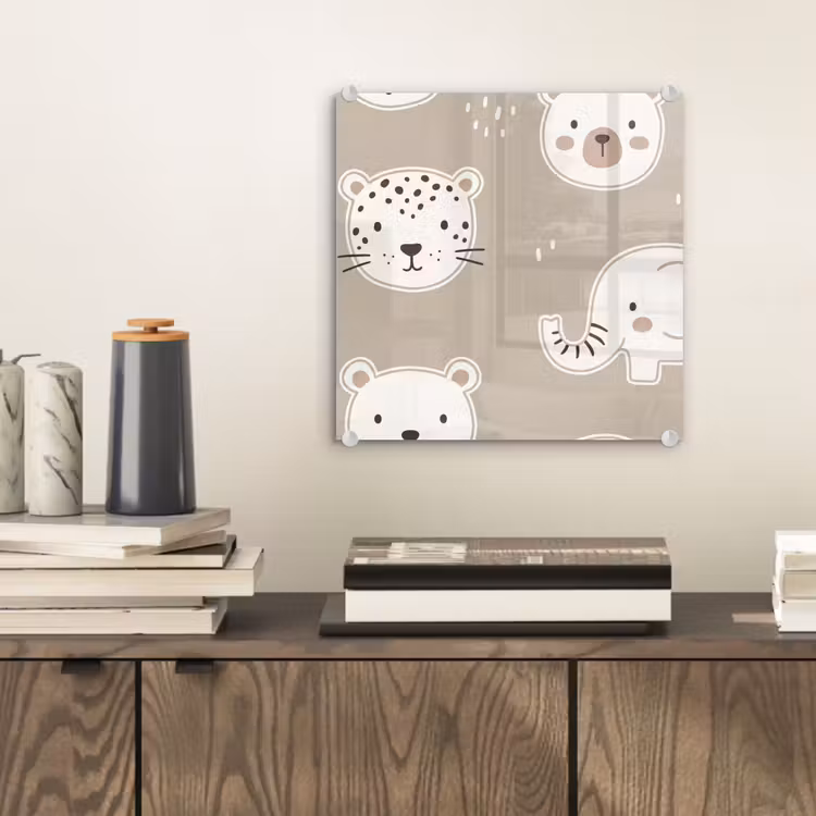 Glass Print - Animals - Pattern - Illustration - Modern - Beige — 2