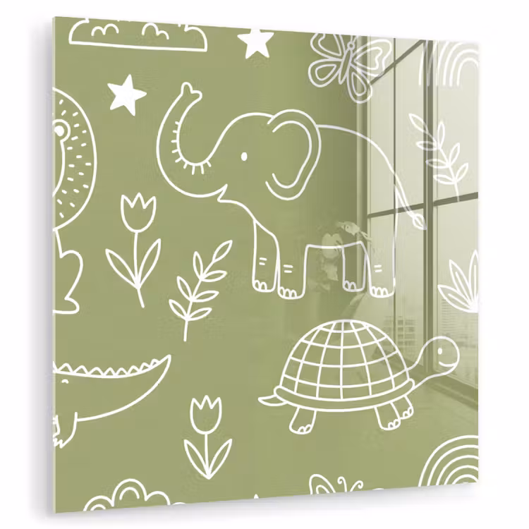 Glass Print - Animals - Pattern - Illustration - Nature - Green — 1