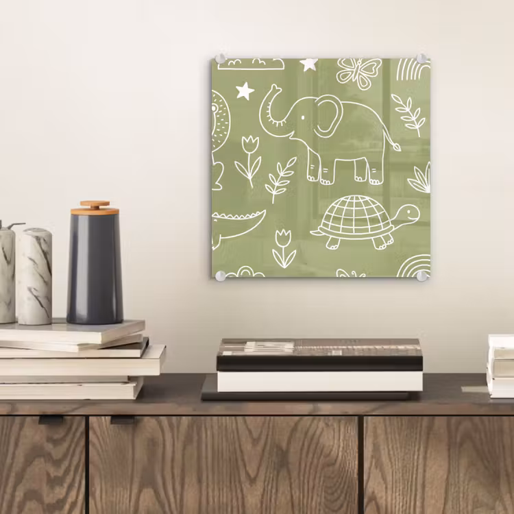 Glass Print - Animals - Pattern - Illustration - Nature - Green — 2