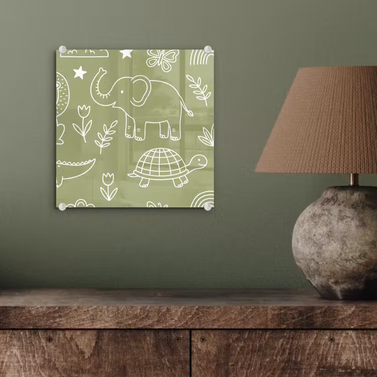 Glass Print - Animals - Pattern - Illustration - Nature - Green — 4