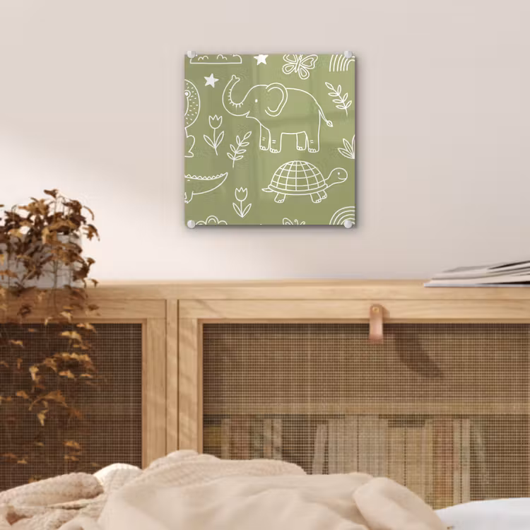 Glass Print - Animals - Pattern - Illustration - Nature - Green — 5