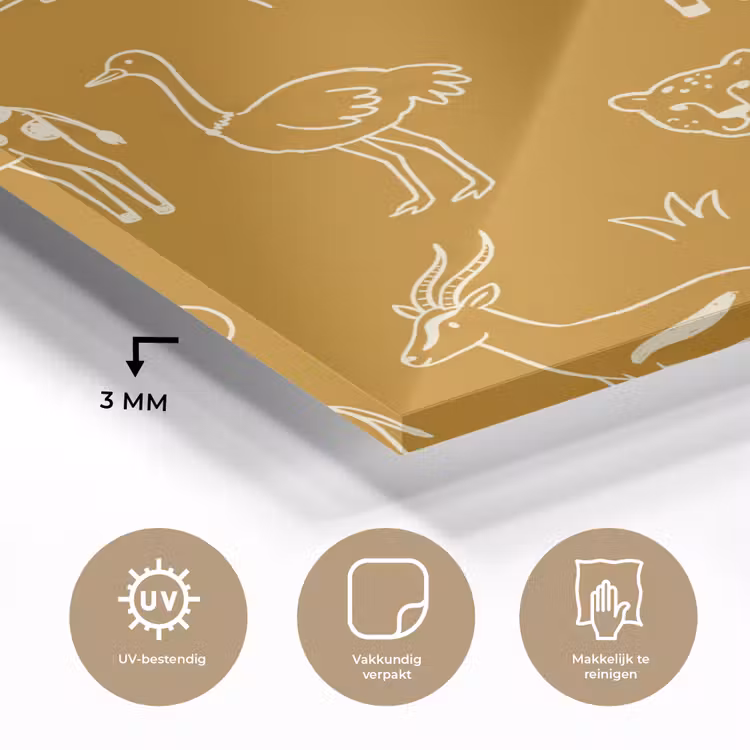 Glass Print - Animals - Safari - Pattern - Childlike - Ochre — 3