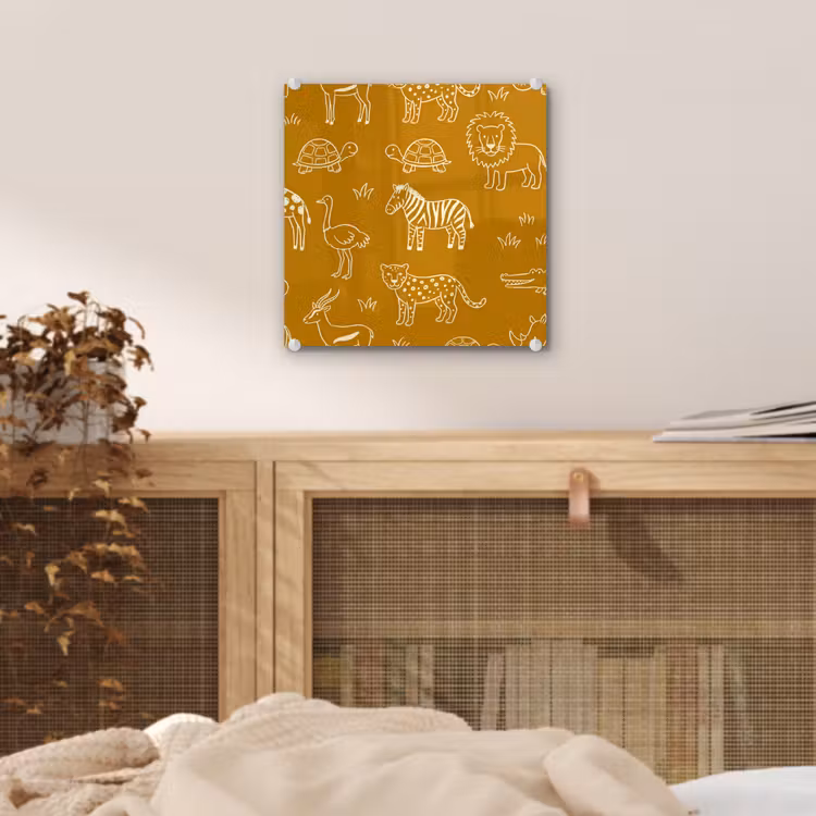 Glass Print - Animals - Safari - Pattern - Childlike - Ochre — 5