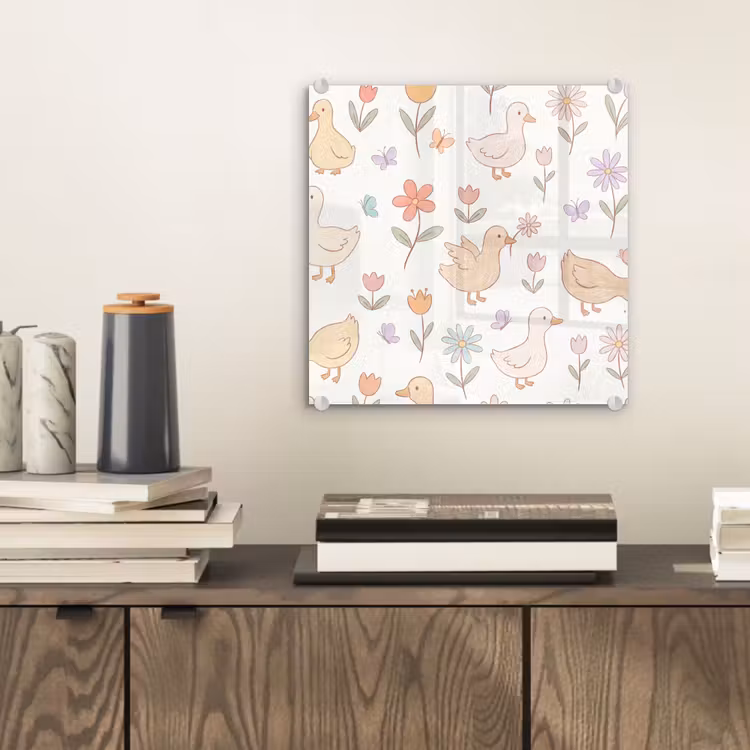Glass Print - Birds - Flowers - Patterns - Pastel - Animals — 2
