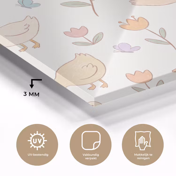 Glass Print - Birds - Flowers - Patterns - Pastel - Animals — 3