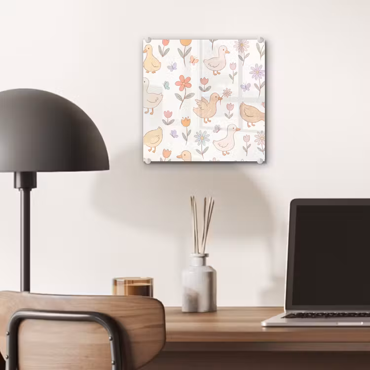 Glass Print - Birds - Flowers - Patterns - Pastel - Animals — 7