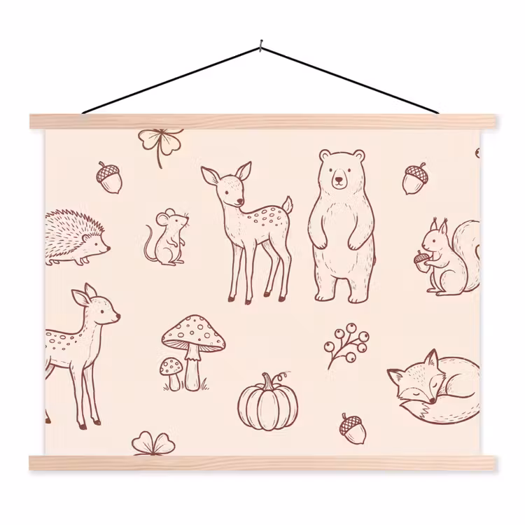 Hanging Poster - Animals - Forest - Nature - Sketch - Pattern — 1