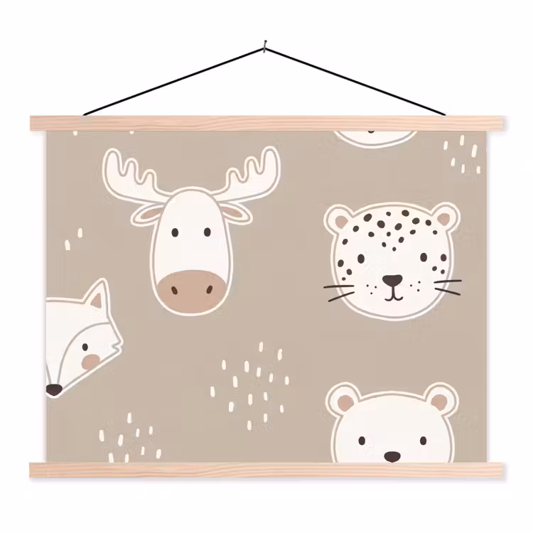 Hanging Poster - Animals - Pattern - Illustration - Modern - Beige — 1
