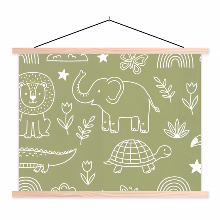 Hanging Poster - Animals - Pattern - Illustration - Nature - Green — 1