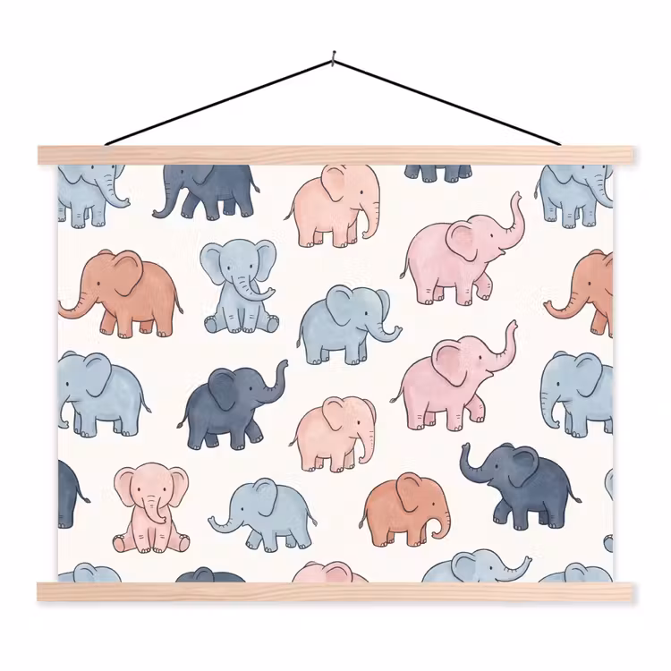 Hanging Poster - Animals - Pattern - Kids' Room - Pastel - Playful — 1