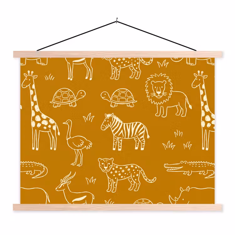 Hanging Poster - Animals - Safari - Pattern - Childlike - Ochre — 1