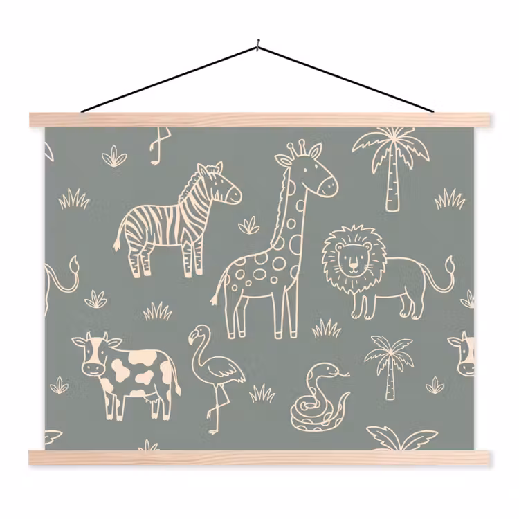 Hanging Poster - Animals - Safari - Pattern - Illustration - Green — 1