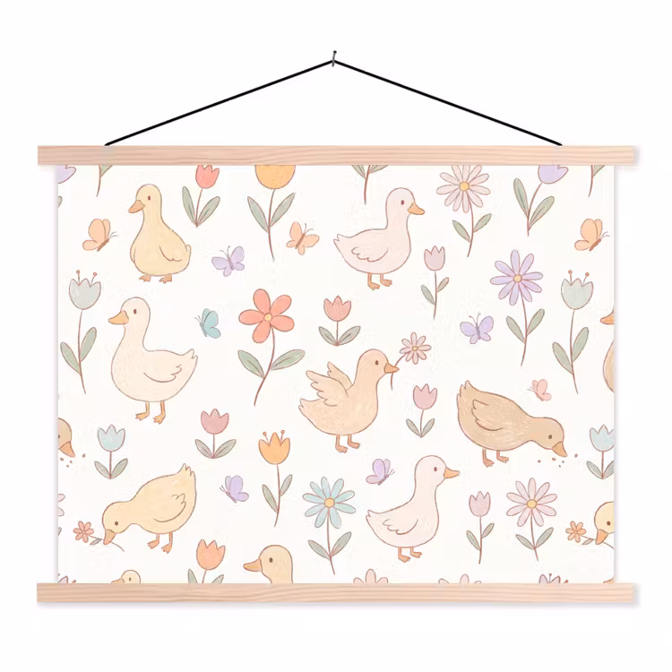 Hanging Poster - Birds - Flowers - Patterns - Pastel - Animals — 1