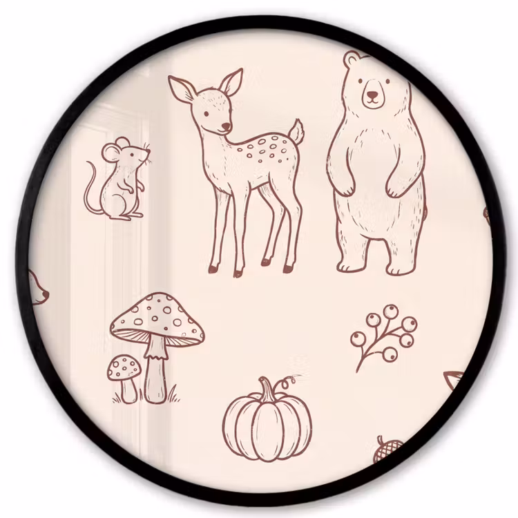 Photo Frame Round - Animals - Forest - Nature - Sketch - Pattern — 1