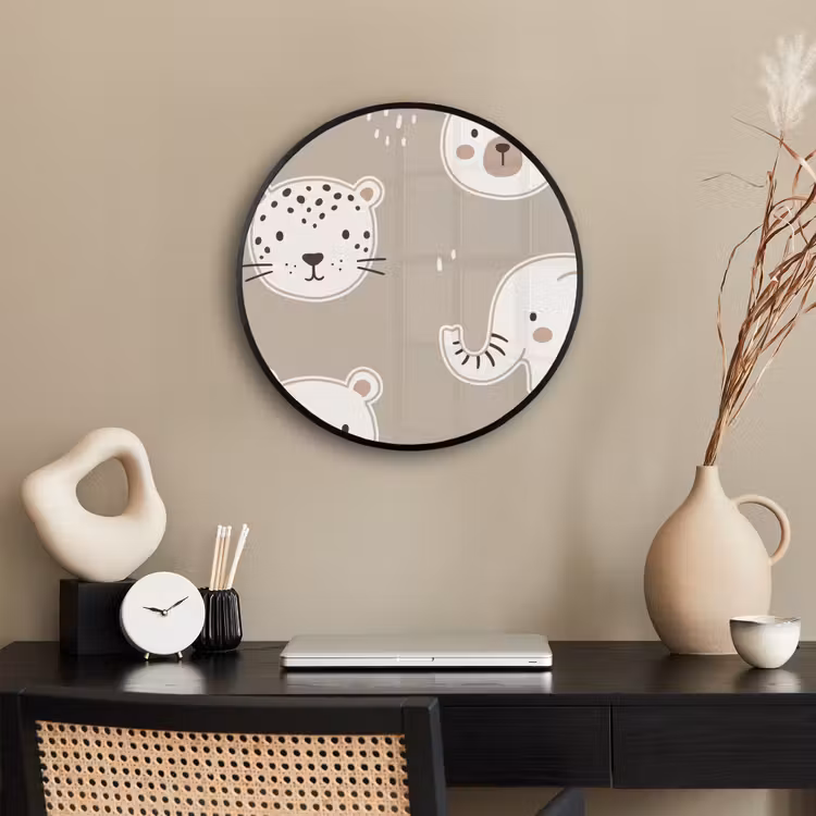 Photo Frame Round - Animals - Pattern - Illustration - Modern - Beige — 2