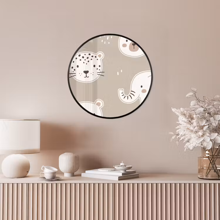 Photo Frame Round - Animals - Pattern - Illustration - Modern - Beige — 4