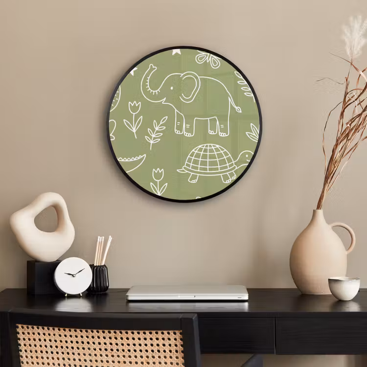 Photo Frame Round - Animals - Pattern - Illustration - Nature - Green — 2