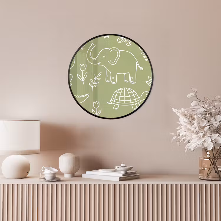 Photo Frame Round - Animals - Pattern - Illustration - Nature - Green — 4