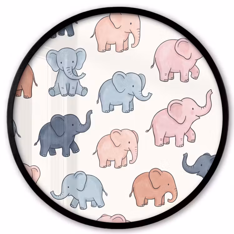 Photo Frame Round - Animals - Pattern - Kids' Room - Pastel - Playful — 1