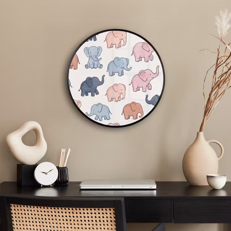 Photo Frame Round - Animals - Pattern - Kids' Room - Pastel - Playful — 2