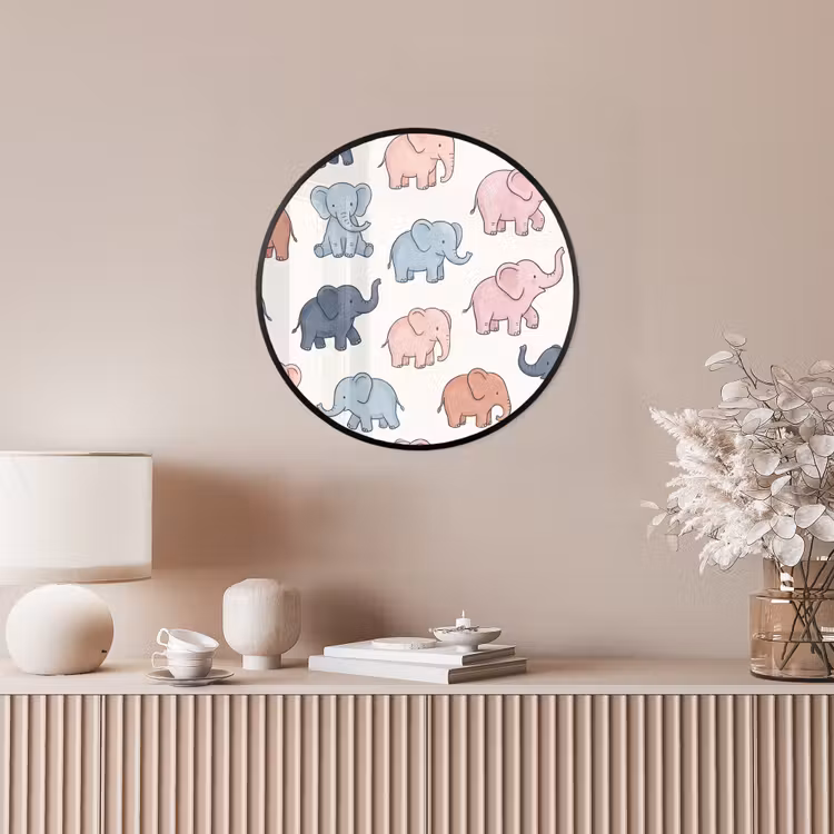 Photo Frame Round - Animals - Pattern - Kids' Room - Pastel - Playful — 4