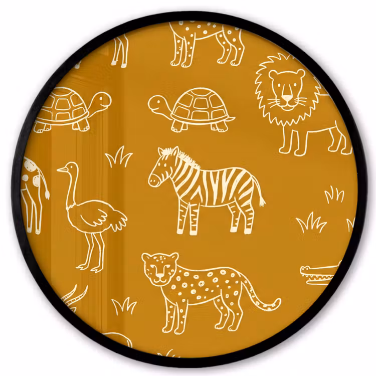 Photo Frame Round - Animals - Safari - Pattern - Childlike - Ochre — 1