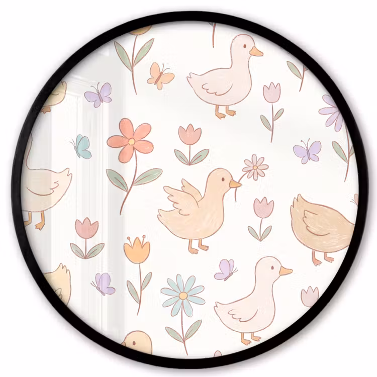 Photo Frame Round - Birds - Flowers - Patterns - Pastel - Animals — 1