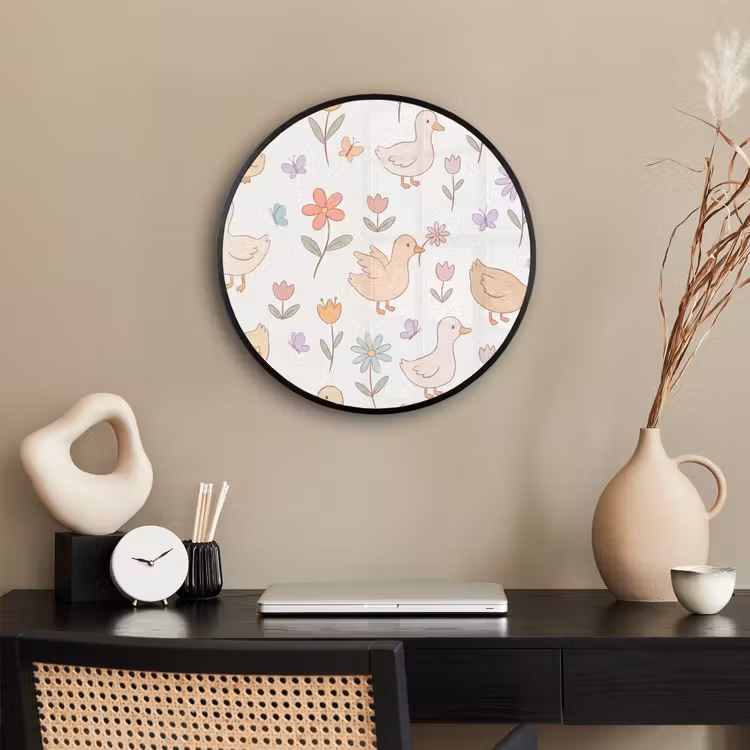Photo Frame Round - Birds - Flowers - Patterns - Pastel - Animals — 2