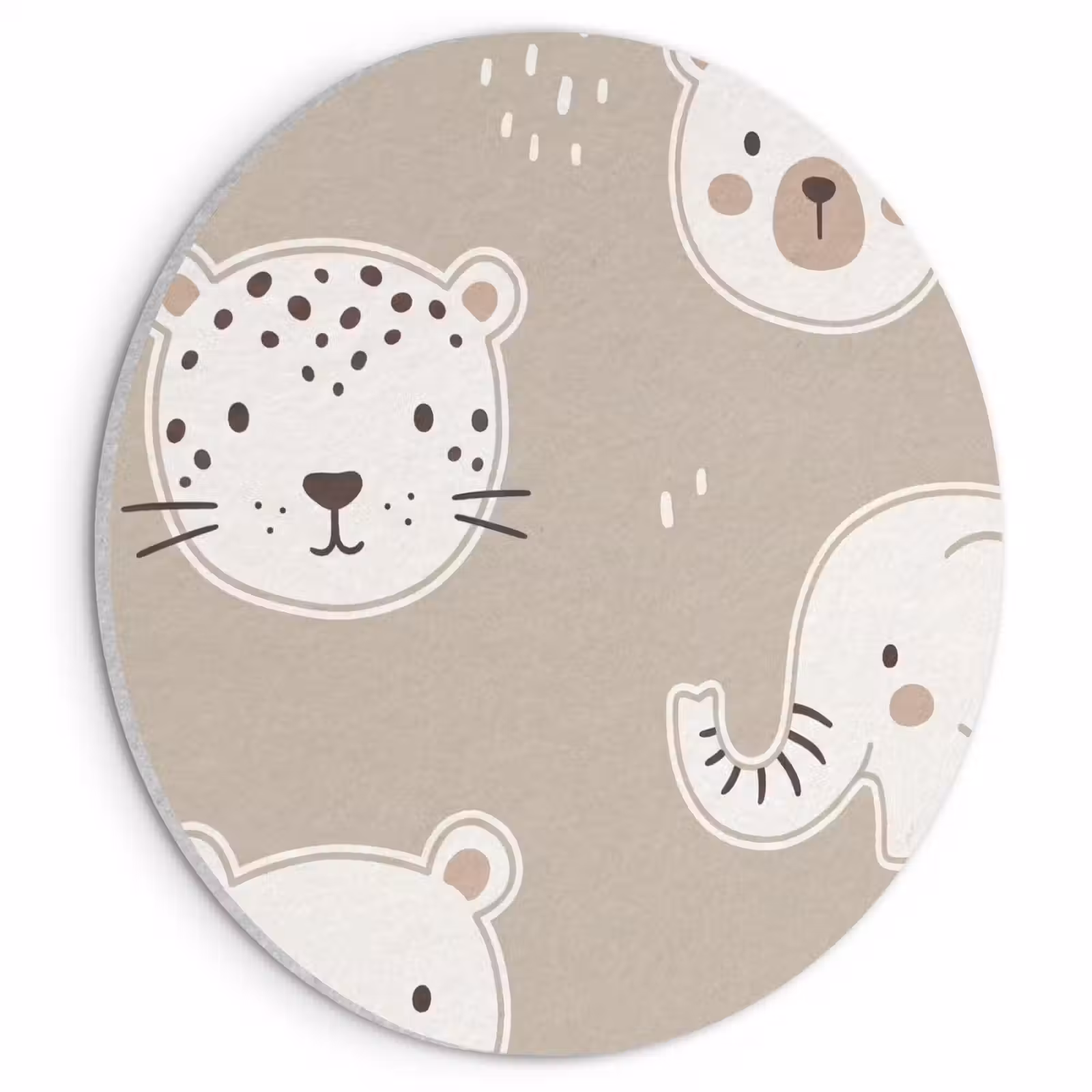 Acoustic painting round - Animals - Pattern - Illustration - Modern - Beige — 1