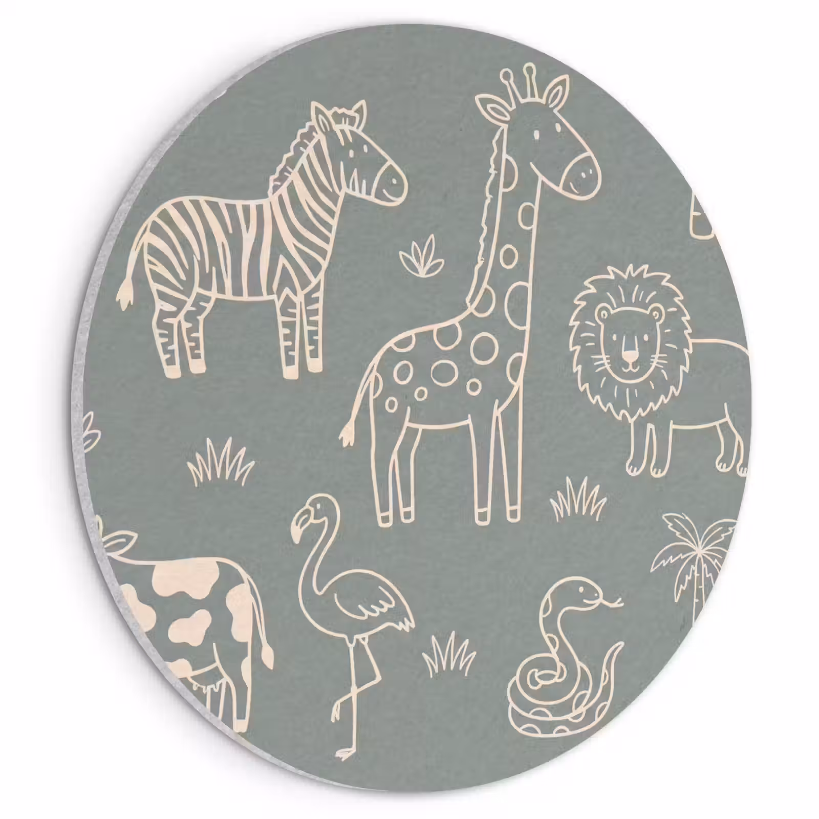 Acoustic painting round - Animals - Safari - Pattern - Illustration - Green — 1