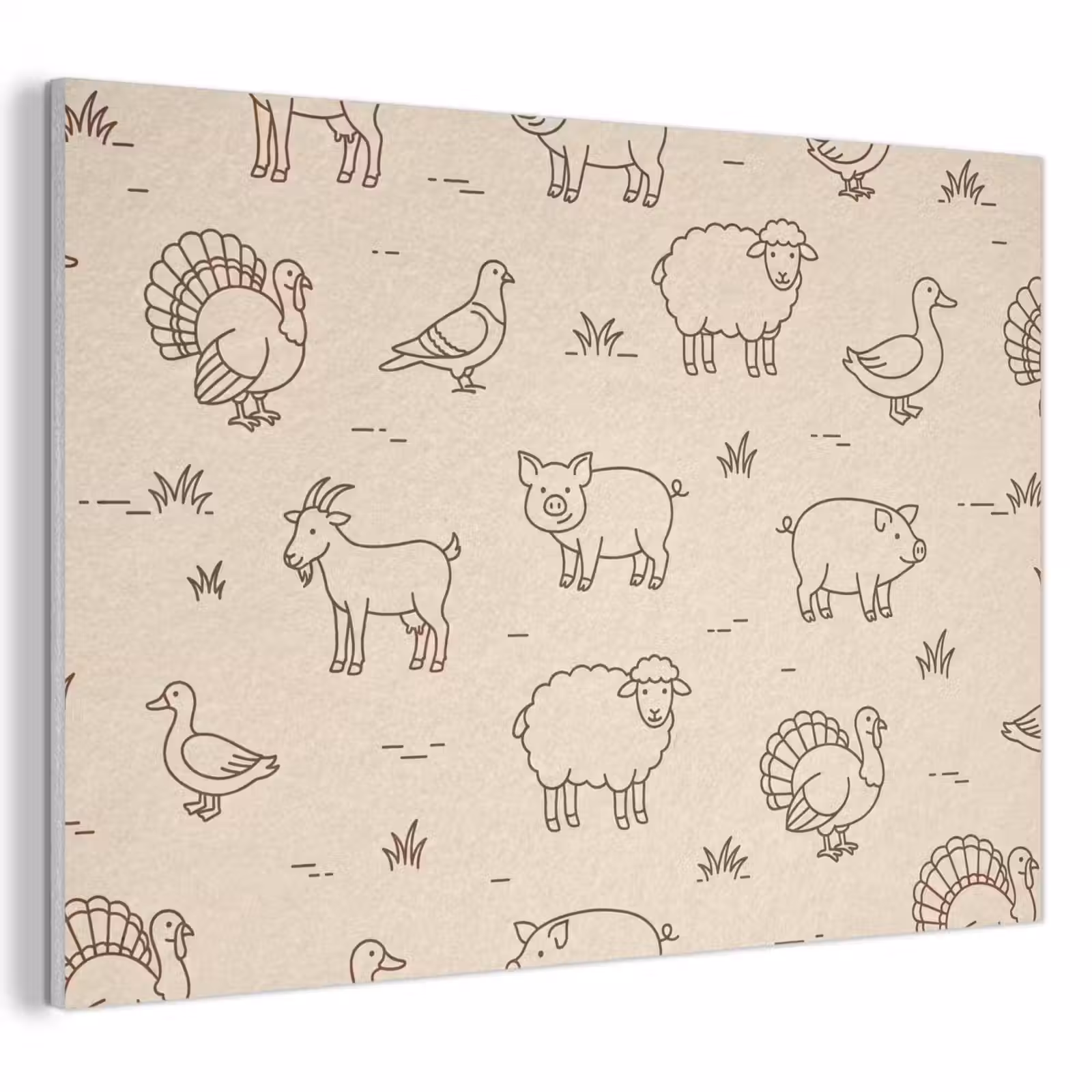 Acoustic Panel - Animals - Pattern - Farm - Minimalist - Beige — 1